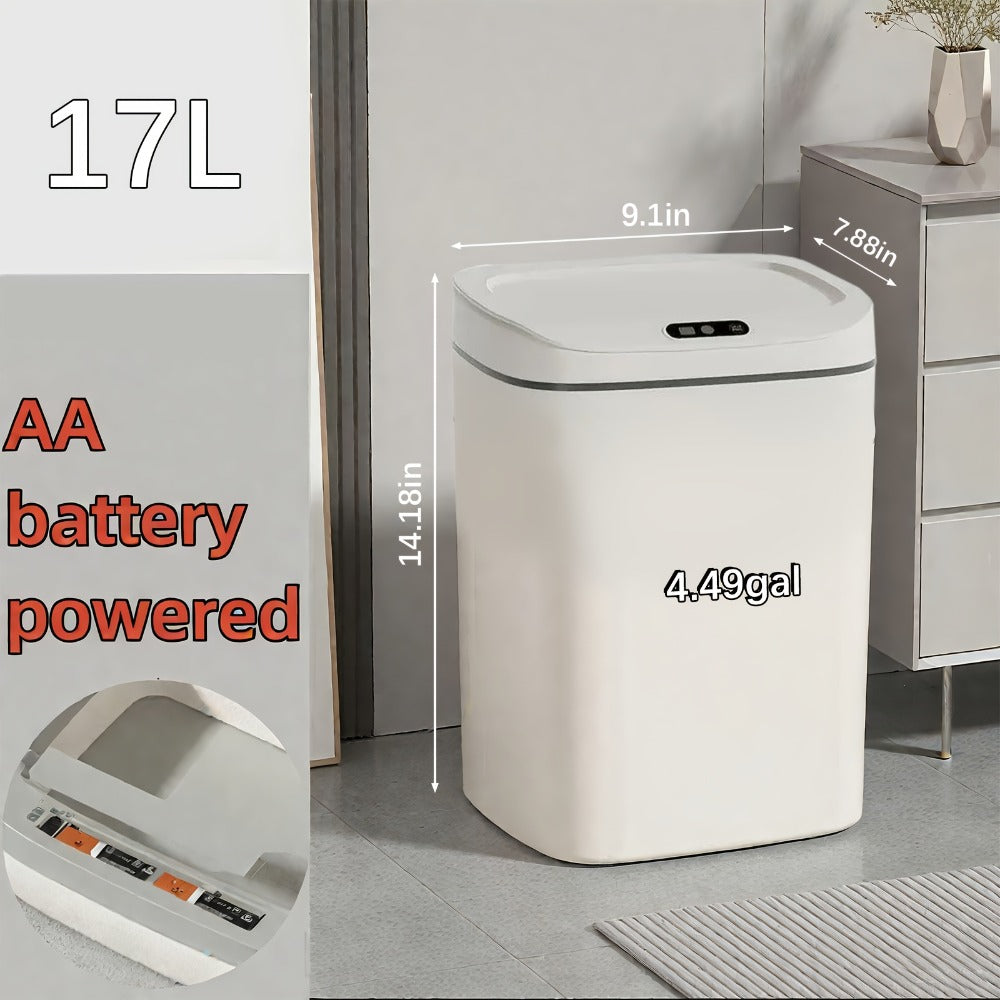 Motion Sensor Trash Can Silent Slow-Close Lid – Touchless Infrared Auto Open, Touchpad Control, Battery Operated | 2.91 Gal Mini & 4.49 Gal | Home Office Kitchen Bathroom Bedroom