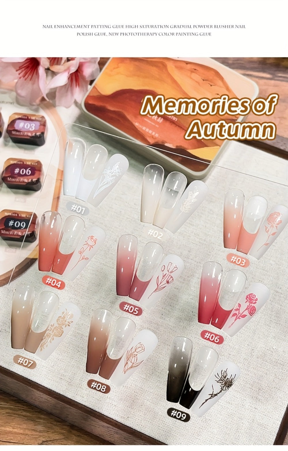 Gel Nail Polish Set 9 Colors Gradient Effect MORDDA High Saturation Glossy Long Lasting Soak Off UV LED Nail Art DIY Salon Quality Manicure Kit Women