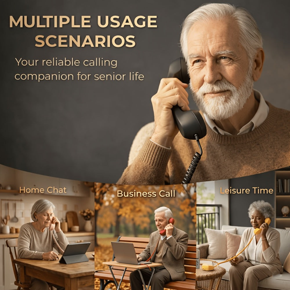 Retro Phone Handset for Smartphone Tablet & Computer – Hands-Free Calling, Volume Control, Clear Sound, 3.5mm & Type-C Compatible, iPhone Android, Multiple Colors, Great Senior Gift