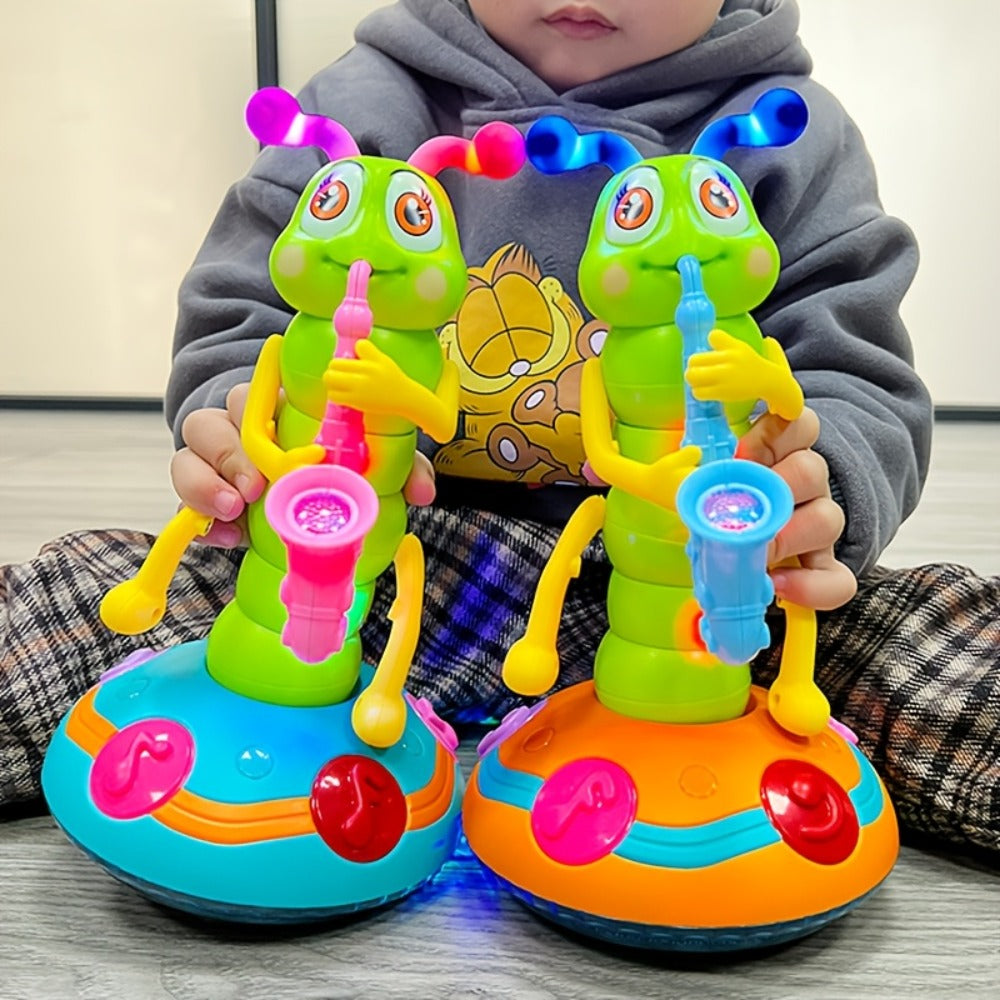 Caterpillar Saxophone Toy for Kids with LED Lights & Music - Electric Musical Instrument for Toddlers, Baby Sensory Play, Interactive Dancing Toy - Boys & Girls Birthday Christmas Gift