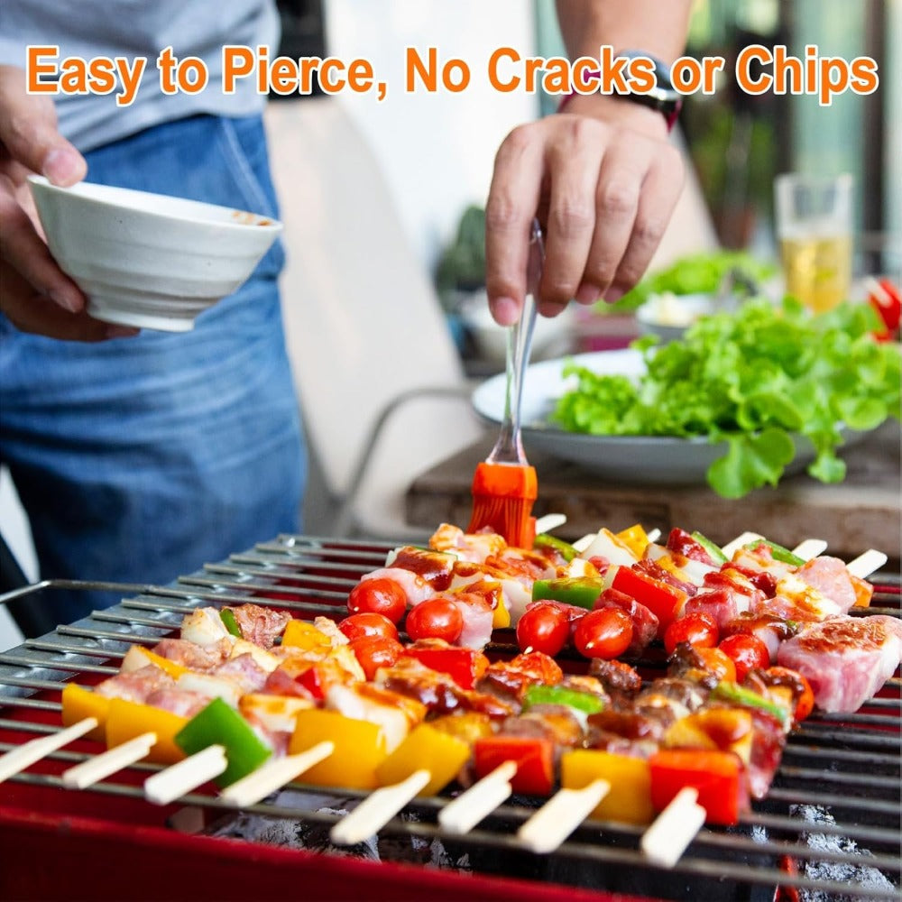 Bamboo Appetizer Skewers 400 Pack 6 Inch – Decorative Rooster Tail Food Picks Flat Wooden Sticks for Party Drinks Fruit Charcuterie Board BBQ Cocktail Toothpicks Bulk