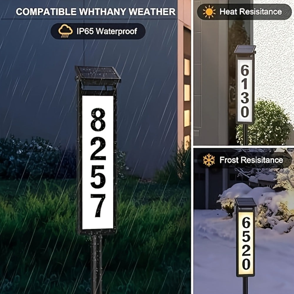 Solar House Number Light LED – DIY Address Sign with 38 LEDs, Switchable Warm & Cool White, IP44 Weatherproof, 270° Solar Panel, Auto On/Off for Home, Yard, Farm & Garden