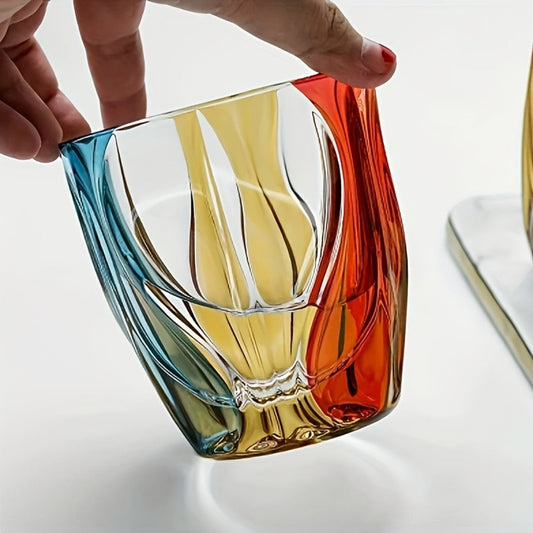 Hand-Painted Crystal Wine Glass, 150 mL Three-Color Short Cup