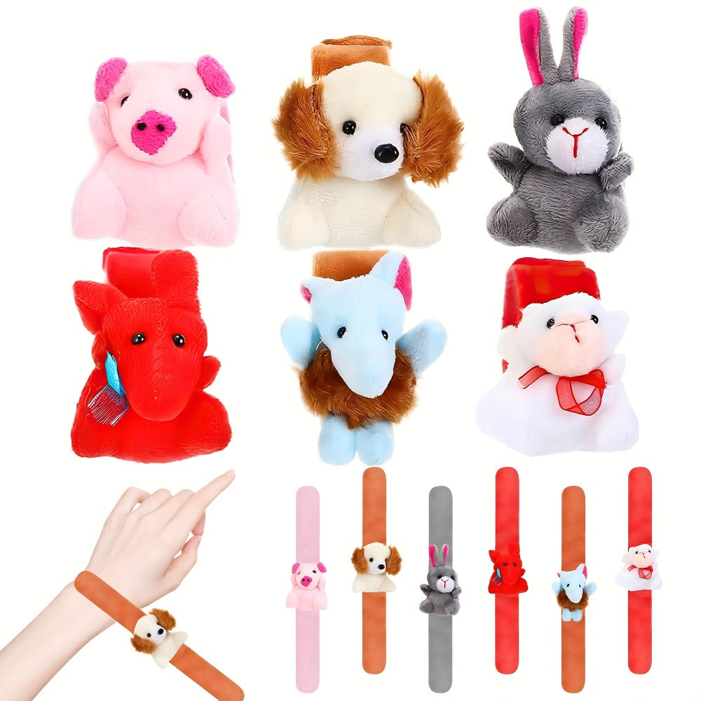 Stuffed Animal Slap Bracelets for Party Favors, 6 to 30-Piece Options