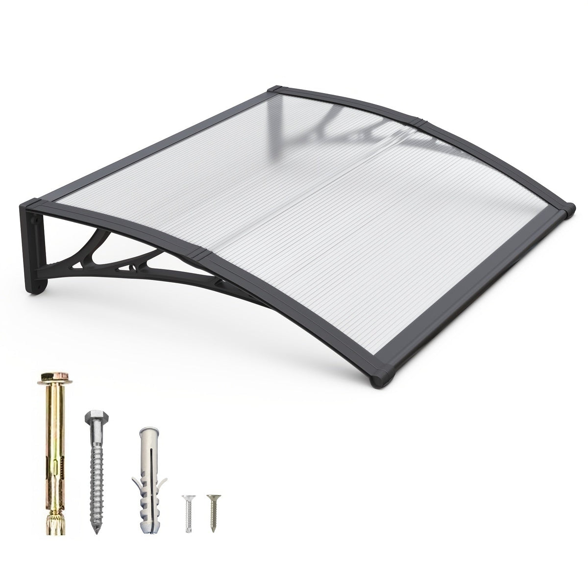 Window Awning Door Canopy Polycarbonate Overhang – UPF 50+ UV & Rain Protection, Leak-Proof Hollow Sheet, Weather-Resistant Outdoor Patio Awning for Doorways, Windows, Storefronts – Multiple Sizes & Colors