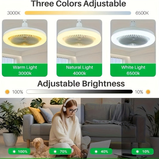 Ceiling Fan Light with E26 Base, Remote Control, 3 Speeds and Dimmable LED