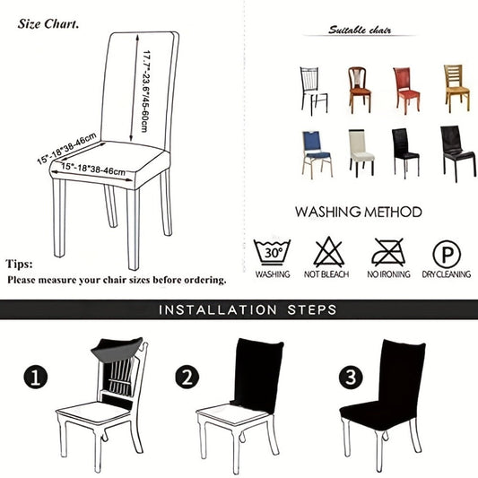 Dining Chair Covers in Stretch PU Leather, Sets of 4 or 6 in Nine Colors