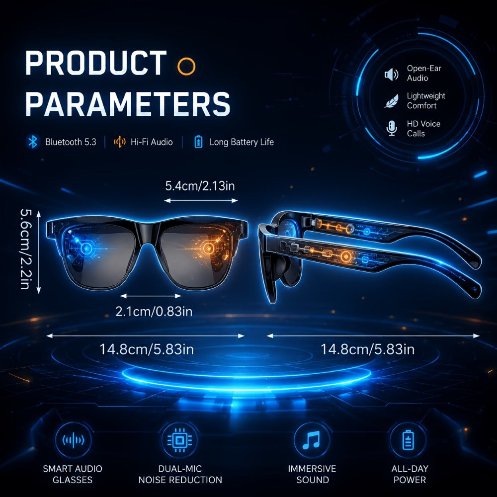 Open Ear Audio Glasses Gift Set with Case - AI Translation, Bluetooth Calling & Wireless Music, Built-in Mic, Hands-Free, Smart Fashion Glasses for Travel Driving Outdoor Business 2026