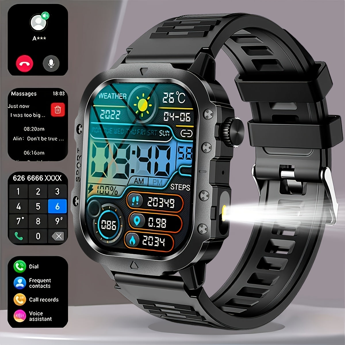 Multifunctional Smartwatch 100+ Sport Modes, Fitness Tracker & Step Counter Pedometer, Heart Rate SpO2 Sleep Monitor, Smart Notifications, Outdoor Activity Watch – Compatible with Android & iPhone, Gift for Men & Women