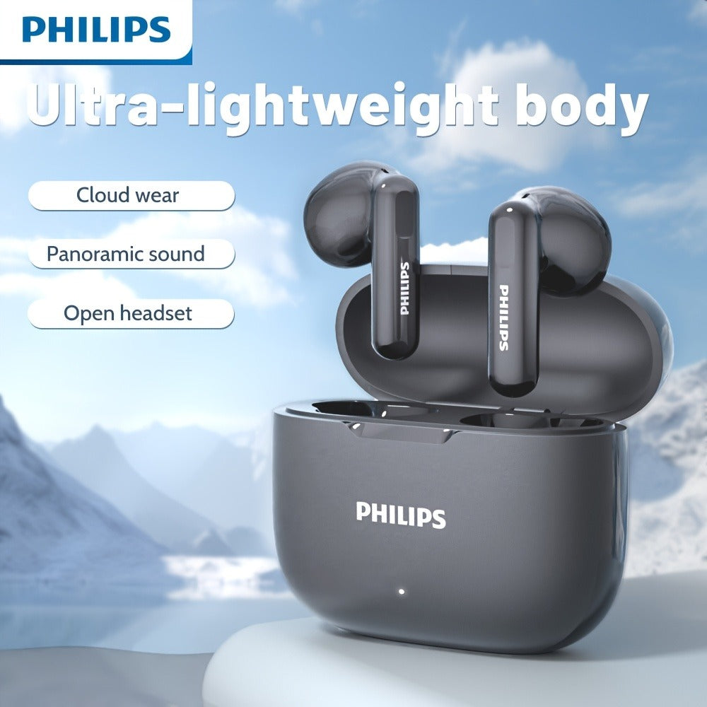 Philips TAT1220 Bluetooth 6.0 Wireless Earbuds ANC Active Noise Cancelling, 360° Surround Sound Open Design Touch Control Type-C Charging, In-Ear Headphones for Sports Daily Use Phone Camping Outdoor