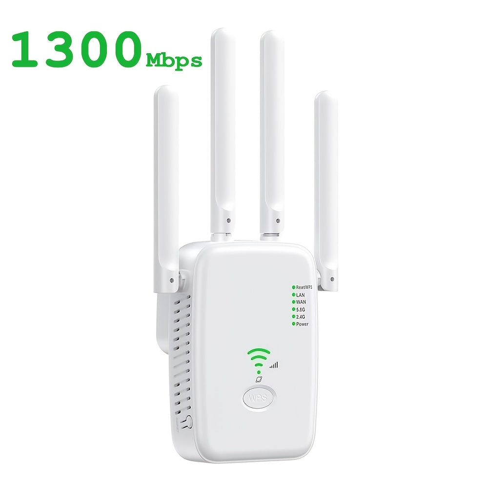 WiFi 6 Mesh Extender 1400Mbps 6-Antenna Dual Band - 2.4GHz & 5GHz Whole Home Coverage, One-Button WPS Setup, Seamless Roaming, Works with Smartphones Tablets Laptops Smart TV Gaming Console