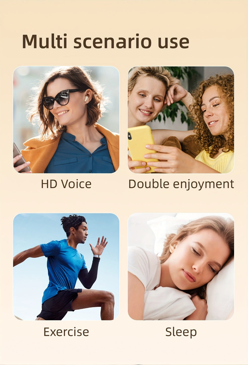 MSHUKCOE 2in1 Sleep Earbuds Invisible Mini Noise Cancelling, 6D HiFi Sound Effect Low Bass Wireless Headphones Long Battery Life, Comfortable Wear for Leisure Office Classroom, Birthday Gift