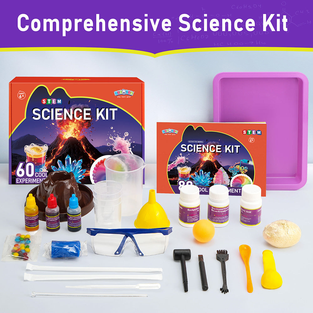 Kids Science Kit 60 Experiments STEM Educational Toy Set with Real Lab Tools for Boys & Girls Ages 6 7 8 9 10 11 12 | Chemistry Biology Physics Earth Science | Best Birthday Christmas Gift
