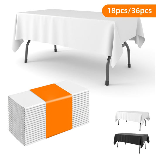 Disposable White Plastic Tablecloths, 54 x 108 Inches, 18 or 36 Pack