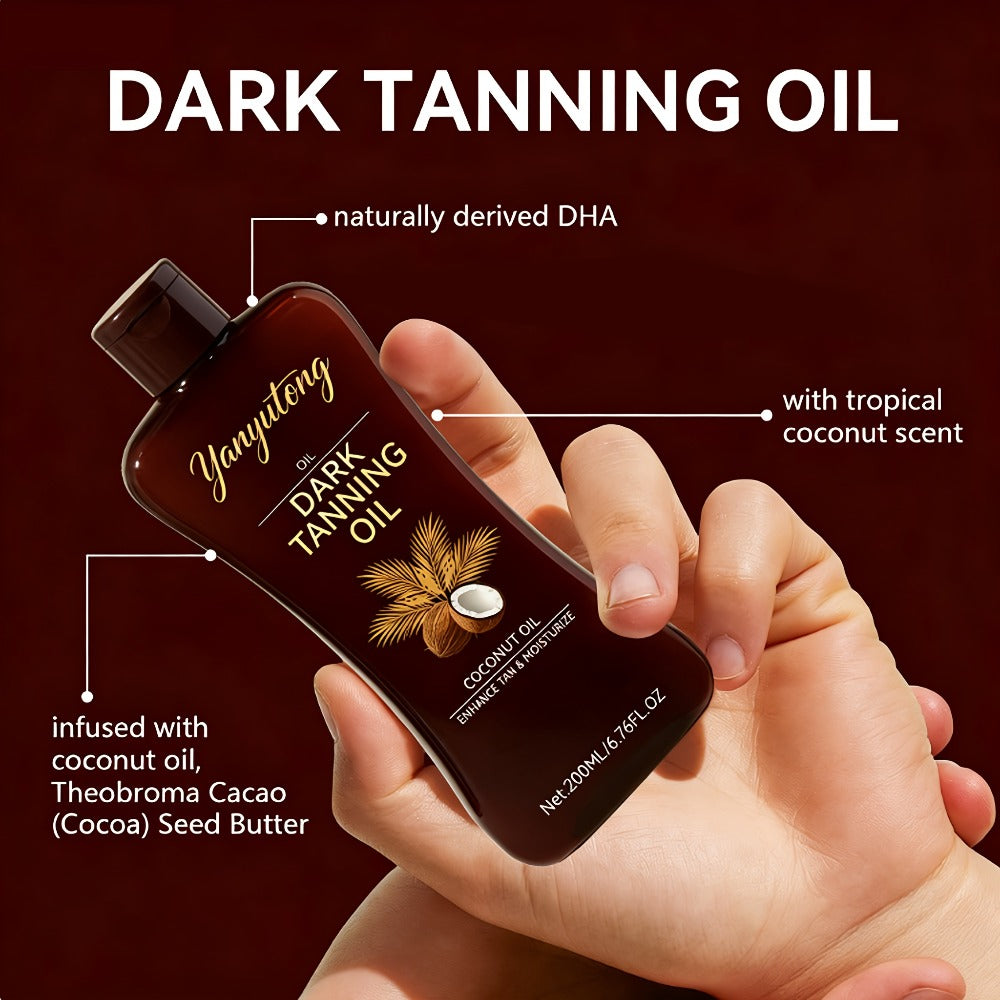 Sun Tanning Oil 200ml - Deep Golden Tan Accelerator Body Oil for Beach & Outdoor, Moisturizing & Nourishing Summer Skin Care for All Skin Types, Men & Women