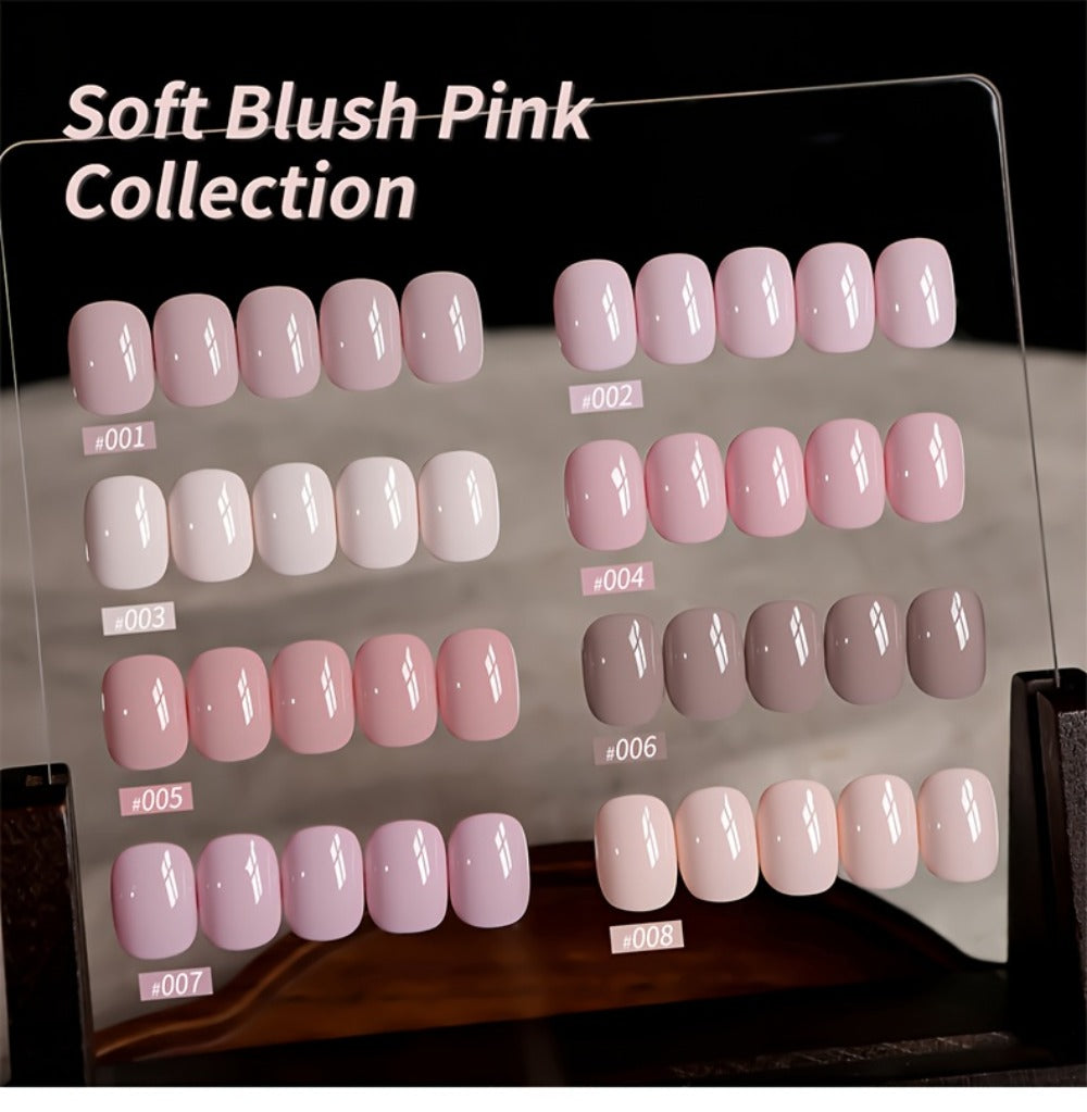Gel Nail Polish Set 8 Colors Semi-Permanent Soak-Off LED Cure Long-Lasting Manicure Kit - 0.51oz Each Bottle Gentle Pink Shades 001-008 DIY Home Salon Nail Art Gift for Women