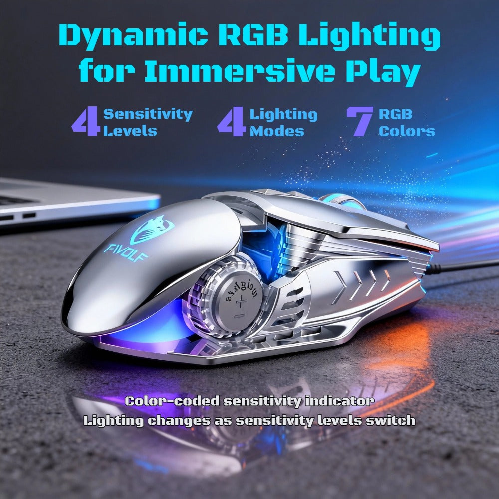 Programmable RGB Gaming Mouse Wired Ergonomic Pro-Grade with Turbo Click Multi-Mode DPI Sensitivity Dynamic RGB Lighting Forward Back Buttons USB Plug & Play for PC Laptop Mac Multiple Models