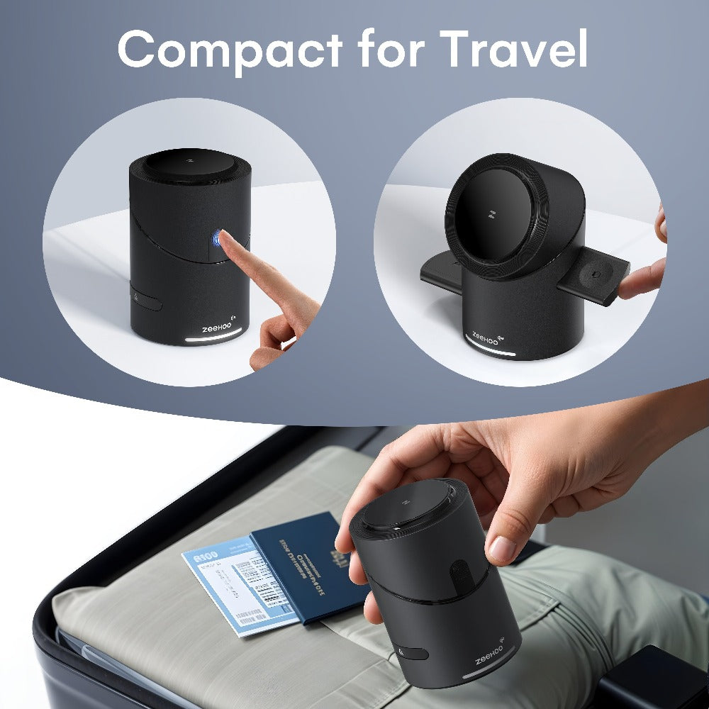 Qi2 3-in-1 Wireless Charging Station 15W ZEEHOO CylinTrick-R Cylindrical Rotating Magnetic Stand Hidden Pop-Up Charger Touch Activated for iPhone 17 16 15 14 13 12 Pro Max, Apple Watch Ultra Series 10 9 8 7 SE, AirPods 4 3 2 Pro – White Black