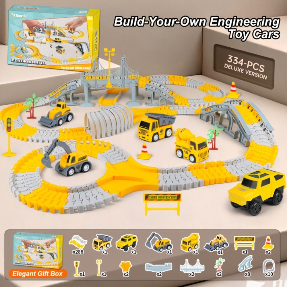 Roller Coaster Track Set, 467 Pieces with Electric Race Car, DIY Build-Your-Own Track Toy Ages 3-8