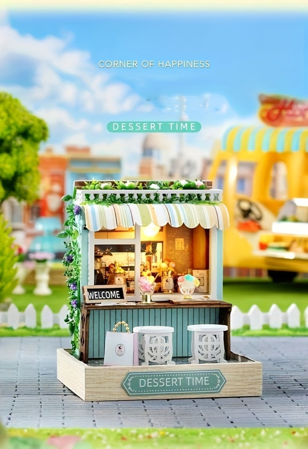 DIY Wooden Miniature House Kit with Dust Cover in Three Themes