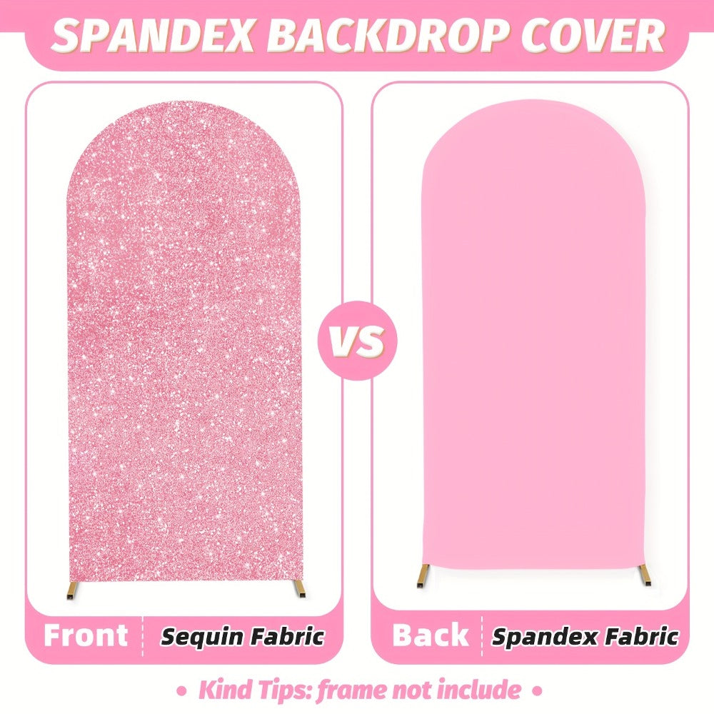 Glitter Sequin Arch Cover 2 Set 6Ft & 7.2Ft Metallic Spandex Payette Panel Wedding Arch Backdrop Cover for Wedding Ceremony, Birthday Party, Bridal Shower & Event Decoration