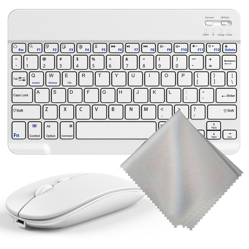 Wireless Keyboard and Mouse Combo with Mouse Pad – Silent 2.4G USB Ergonomic Full Size Keyboard Mouse Set for PC Laptop Mac Desktop | Blue White Pink Black | Home Office Work Setup