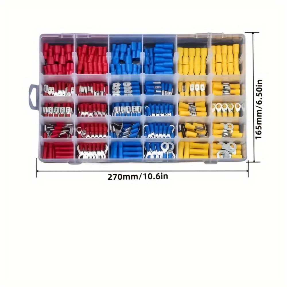 480PCS Wire Terminals Kit – Insulated Crimp Connectors Set with Butt, Ring, Spade & Fork Terminals for Automotive, Marine & Electrical Wiring Projects