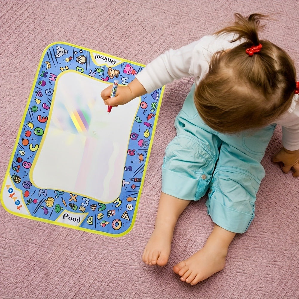 Water Doodle Mat for Toddlers Kids with 2 Water Pens – Reusable Mess-Free Large Drawing Pad Non-Toxic BPA-Free Educational Art Toy Gift for Boys Girls Ages 2-8 Birthday Christmas Easter