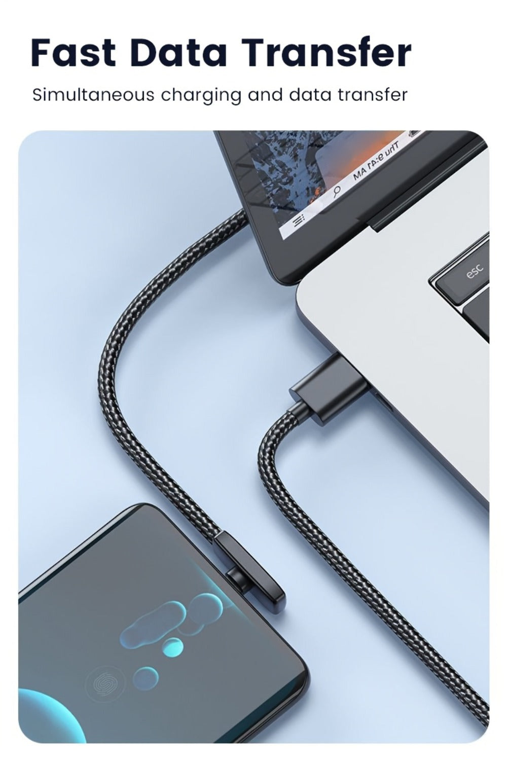 Right Angle 90 Degree USB-C to USB-C Cable 100W PD Fast Charging – Elbow Type-C Charger Cord Oxygen-Free Copper for iPhone 16 15 Samsung Galaxy MacBook Android Laptop | Data Sync Right Angle Charger