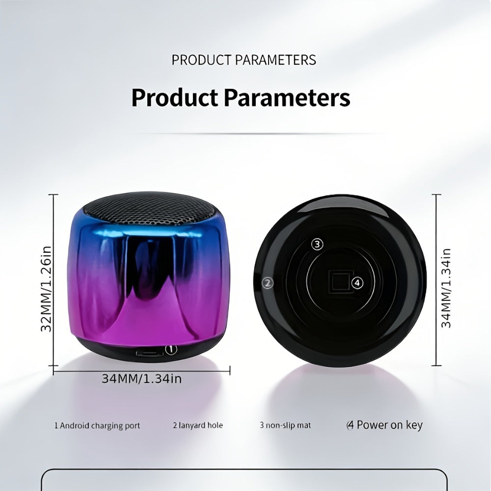 Thumb-Sized Mini Wireless Bluetooth Speaker with Built-In Mic, TWS Pairing, 360° Stereo Surround Sound, Multiple Color Options for Music Podcasts Travel and Outdoor Use