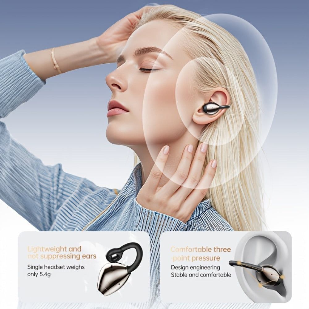 40H Open Ear Clip Earbuds OWS 6.0 TWS Sport Wireless Headphones Noise Cancelling Mic Transparent Case Lanyard Glasses Wearers Small Ears Gym Fitness Workout Orange Black Purple Grey