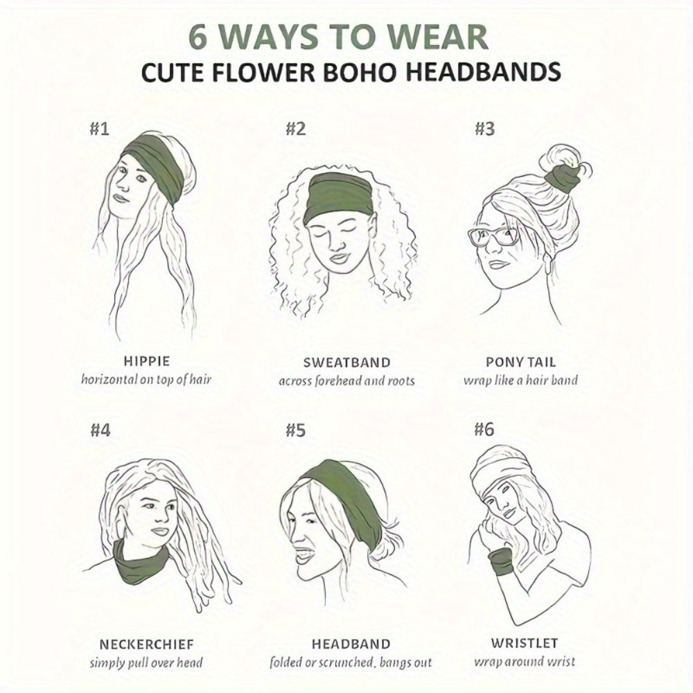 Floral Turban Headbands for Women 8 Pack Non-Slip Elastic Boho Knotted Wide Hair Wrap for Sports Yoga Running Workout Sweatband Moisture Wicking Fashion Hair Accessories Gift Set