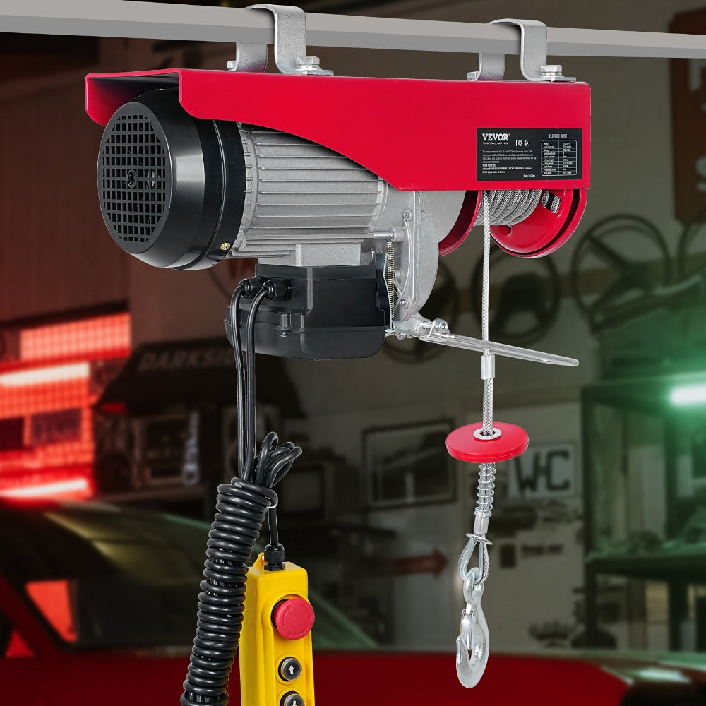 Electric Hoist 440 lb Garage Hoist Winch 120V – 220 lb Single Rope / 440 lb Dual Rope, 40 ft Lift Height, Solid Copper Motor, Emergency Stop Switch, 5.25 ft Corded Control for Garage, Workshop & Construction