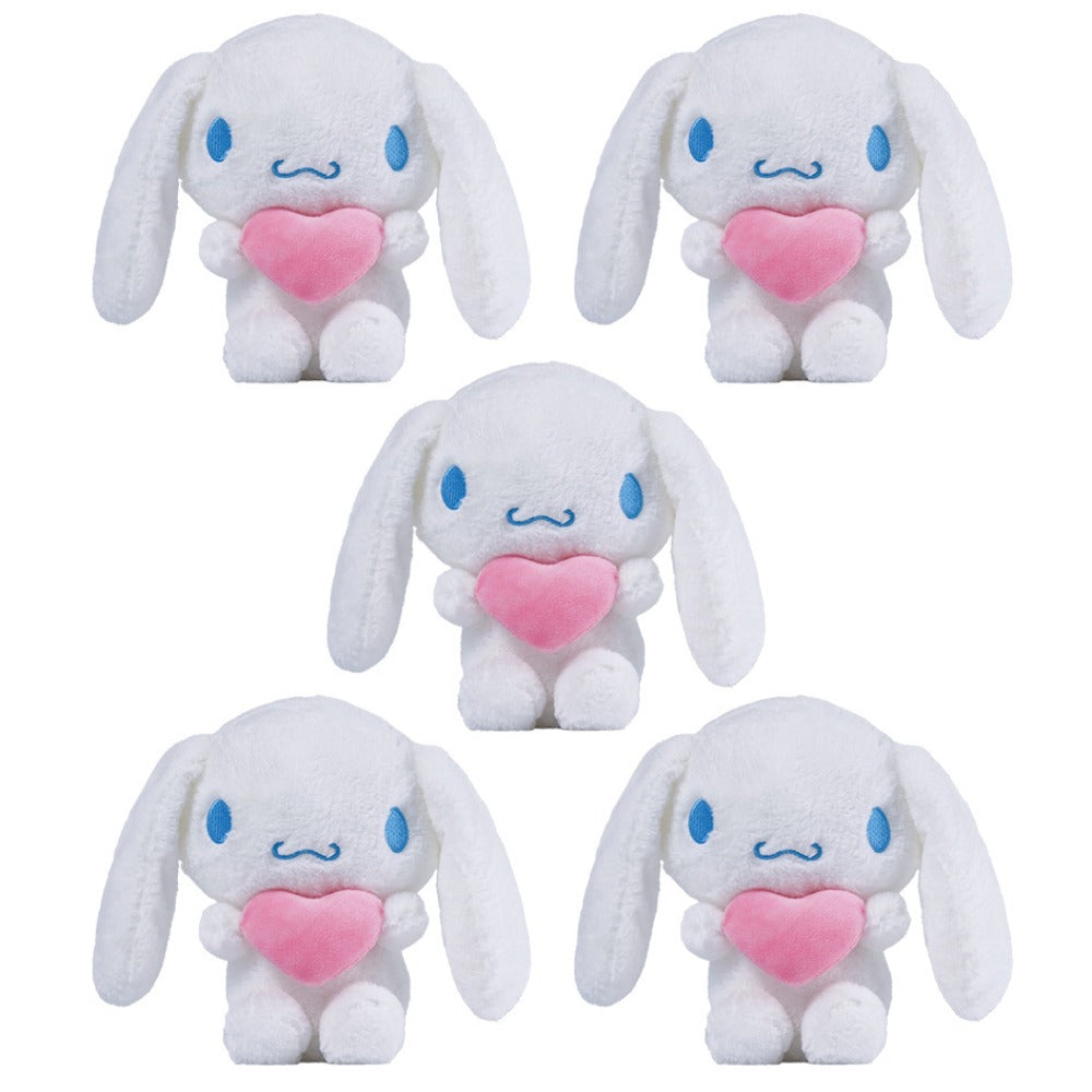 Hello Kitty Kuromi Plush Set 5pcs — Official Licensed Sanrio Stuffed Animals Holding Hearts, My Melody Gudetama Kawaii Gift for Girls Teens Birthday Christmas Holiday