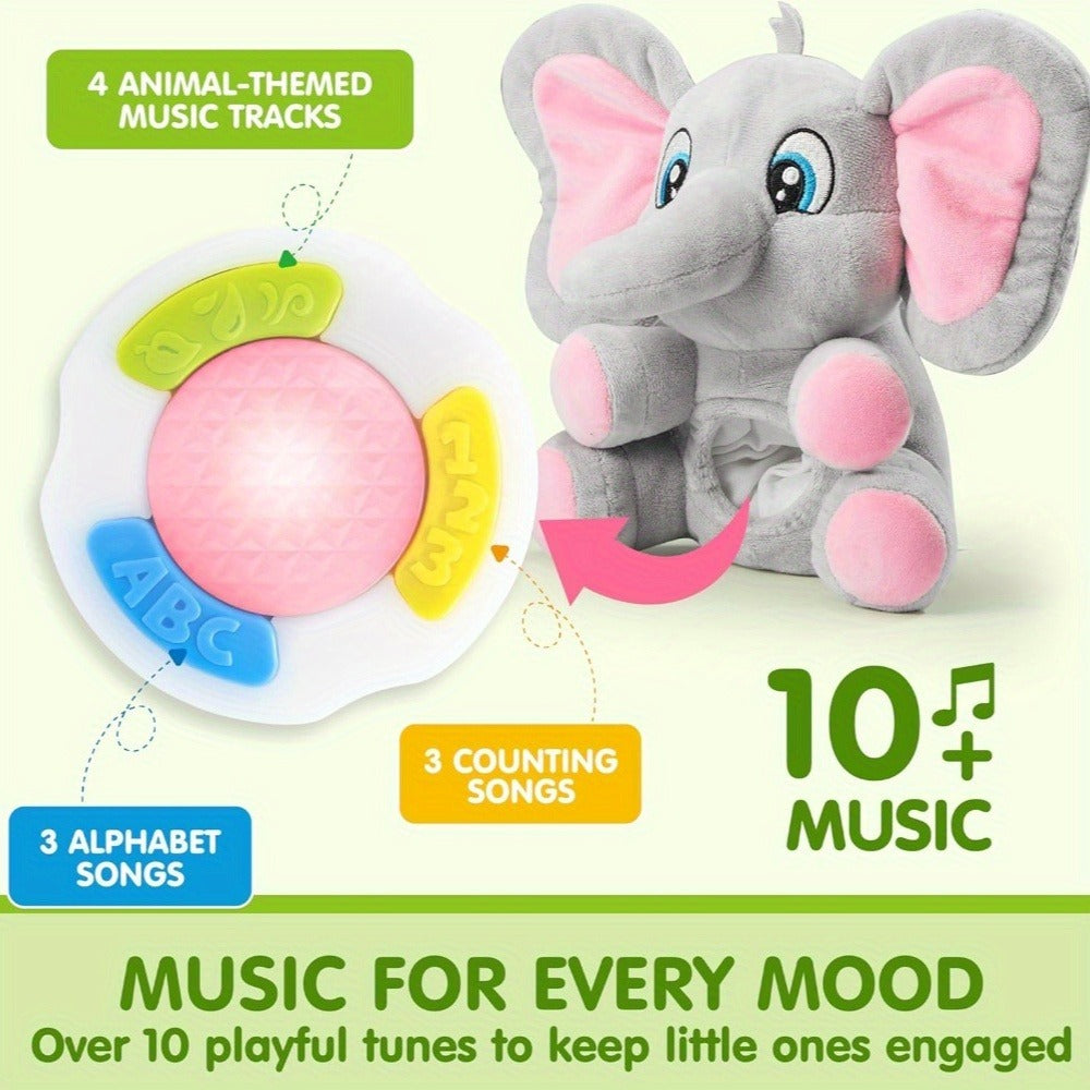 Plush Musical Elephant Baby Toy with Music & Lights – Soft Stuffed Animal Sensory Toy for Infants 6+ Months, Cuddly Light Up Elephant Comfort Toy, Christmas & Birthday Gift for Baby Boys & Girls