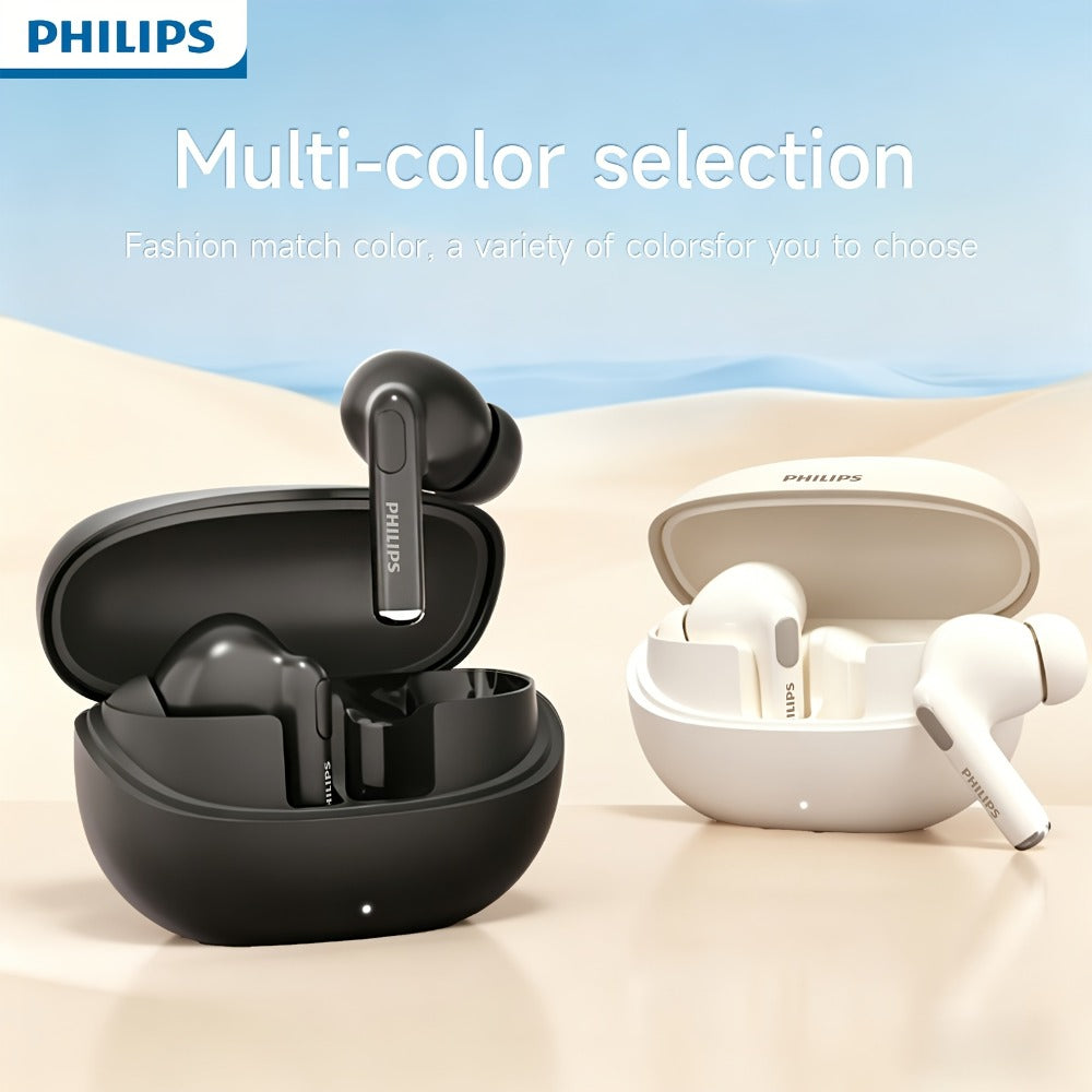 Philips Bluetooth 6.0 Semi-Open Back Wireless Earbuds, Ultra-Long Battery Life Noise Cancelling Rechargeable Lithium, Comfortable Sleek Design for Sports Gaming Universal Phone Compatible iPhone Android