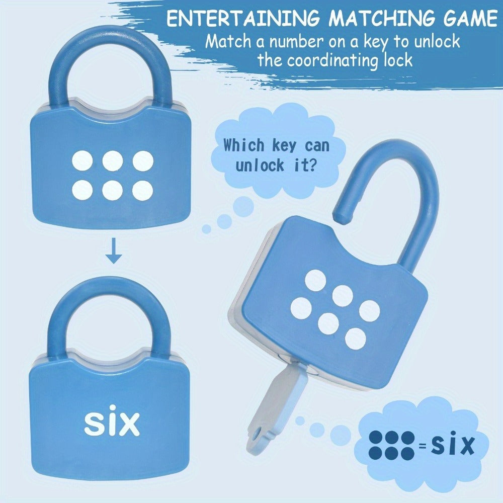 Preschool Math Lock and Key Counting Toy 10 Sets — Number Recognition Manipulative for Kids Ages 3-5, Color-Coded Kindergarten Math Activity, Montessori Hands-On Learning Toy, Birthday Christmas Gift