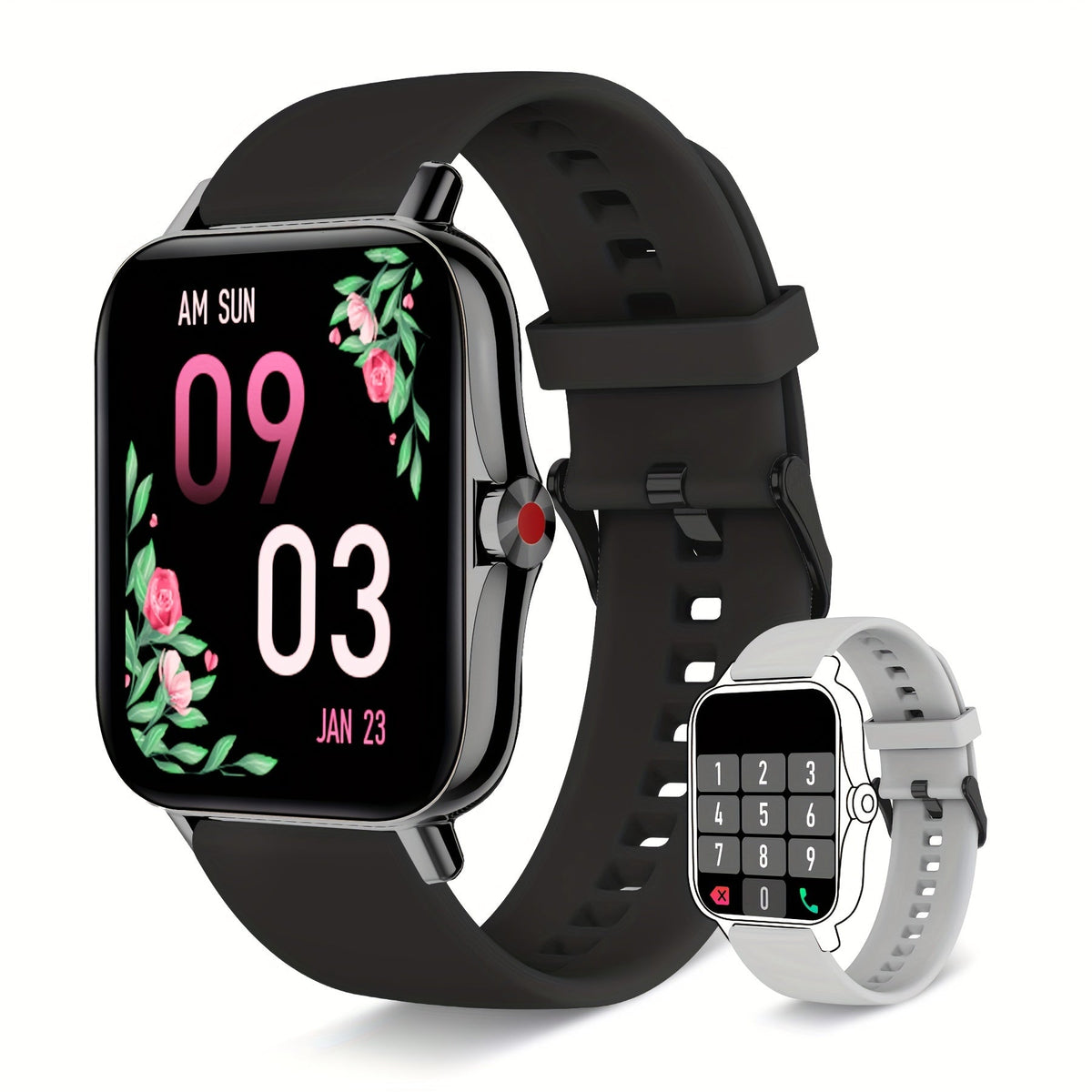 Women's Smartwatch with Health Tracker, Heart Rate SpO2 Sleep Monitor, Message Alerts, Voice Assistant, Multi-Sport Modes, Music Control, Dual Silicone Straps – Compatible with iPhone & Android