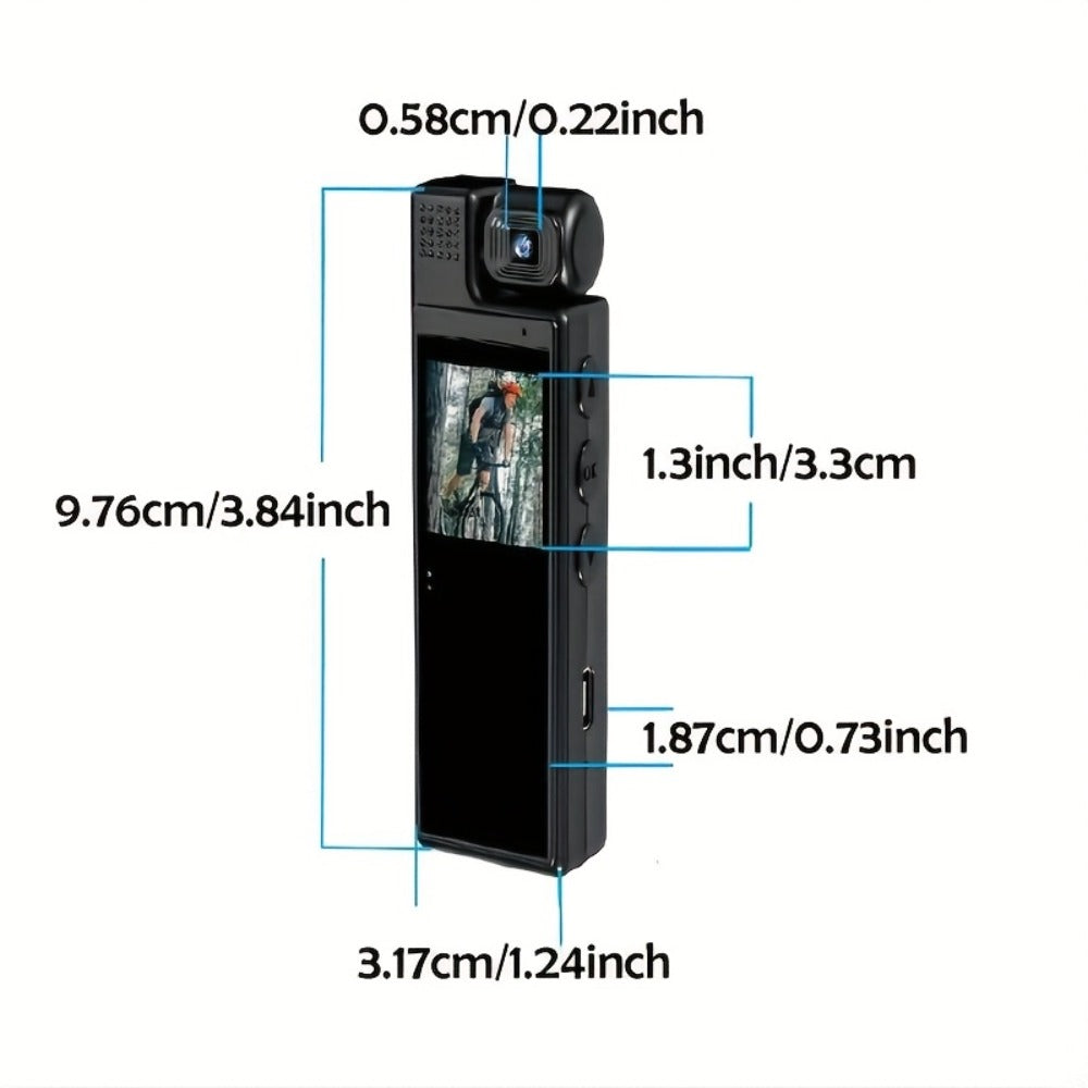 1080P HD Pocket Camcorder with 180° Rotatable Lens – Handheld Body Camera, USB Charging, Lightweight Compact Smart Recorder for Travel, Event Recording, Holidays & Birthday Gift (SD Card Not Included)