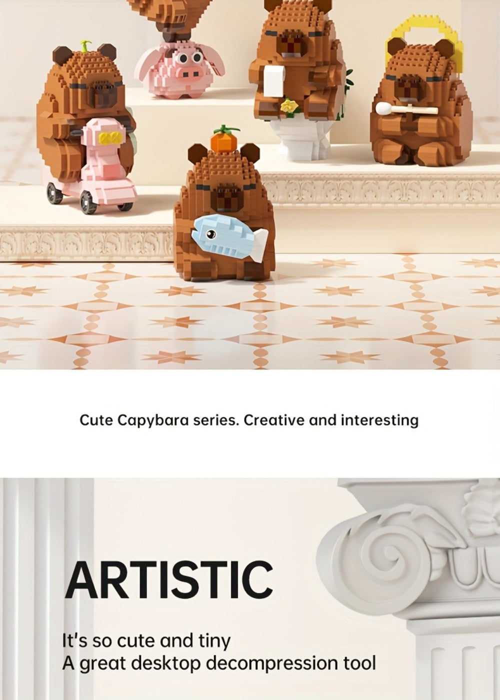 Capybara Micro Brick Scene Building Set with 4 Design Options