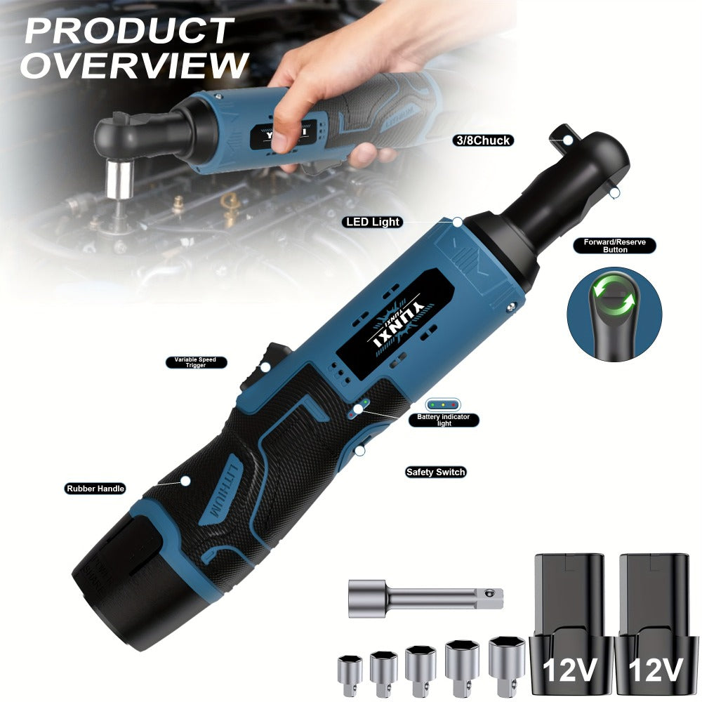 12V Brushless Electric Ratchet Wrench Set with Battery & Quick Charger – Wireless Car Repair Tool Kit for Home & Auto, Holiday Gift for Men