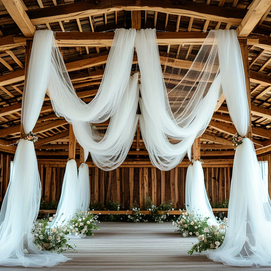 Chiffon Draping Fabric, White 32.8-Foot Wedding Arch and Event Backdrop