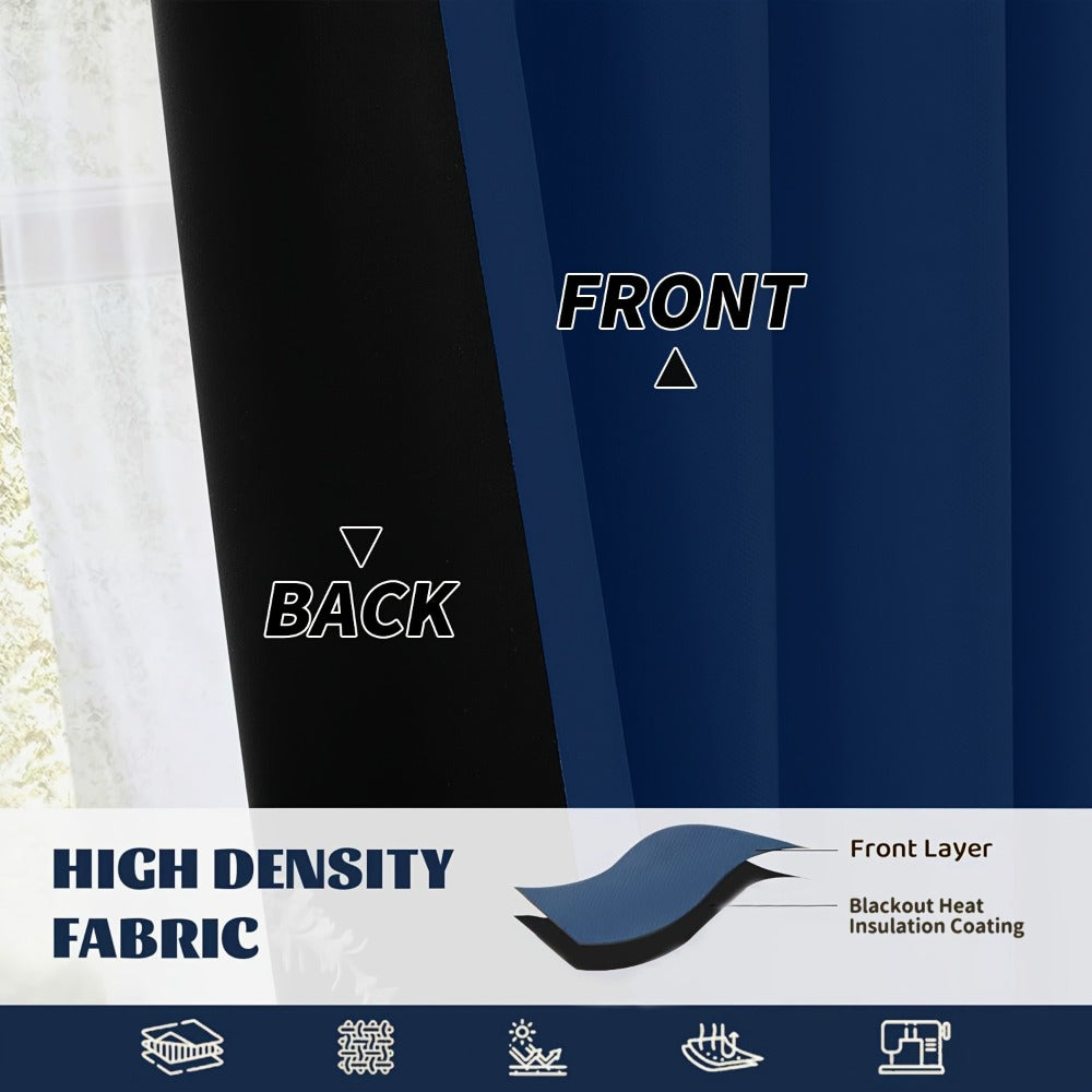 Blackout Curtains 4 Panels Thermal Insulated Room Darkening Drapes – Rod Pocket, Energy Saving, Solid Color for Bedroom & Living Room, 7 Colors & Multiple Sizes