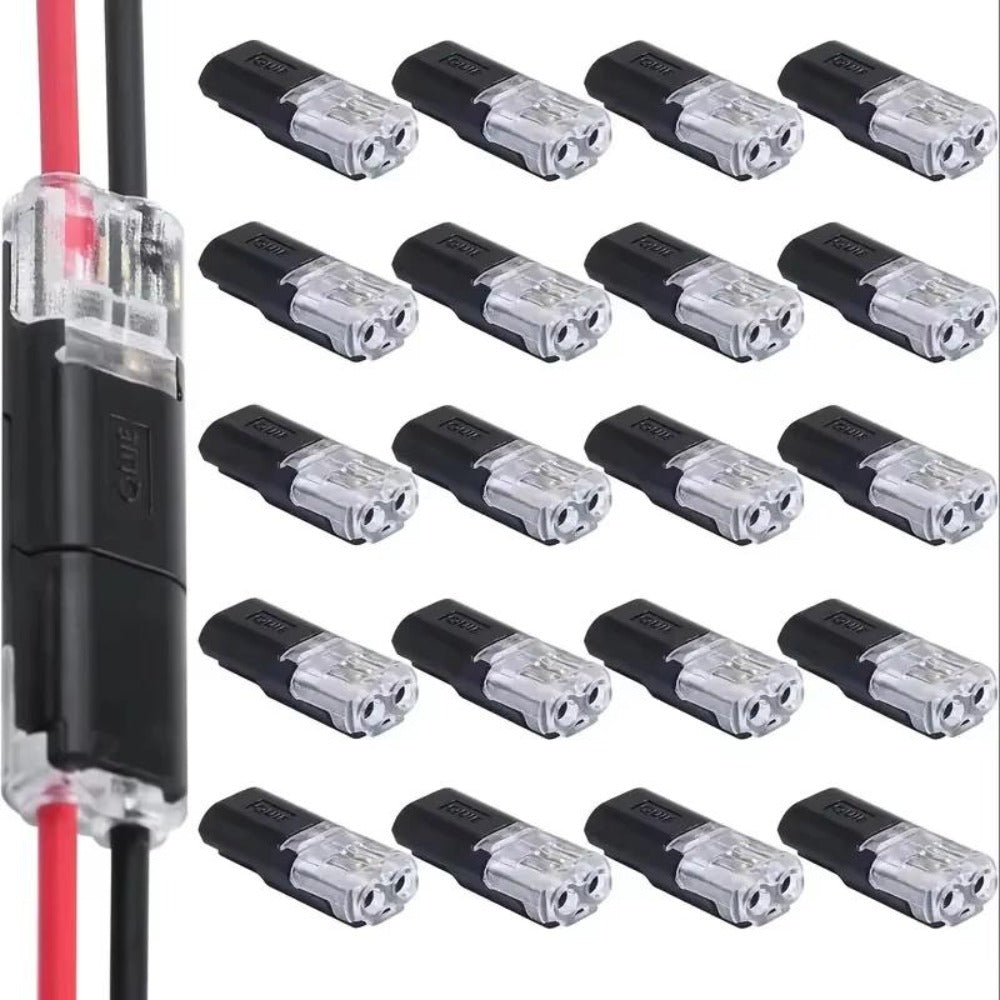 152Pcs LED Wire Connectors 2-Pin Quick-Connect Latches, Low-Voltage Plug-and-Play Cable Connectors Up to 36V, Compact Locking Latches for Lighting, Outdoor Wiring, Electricians & DIY Installers