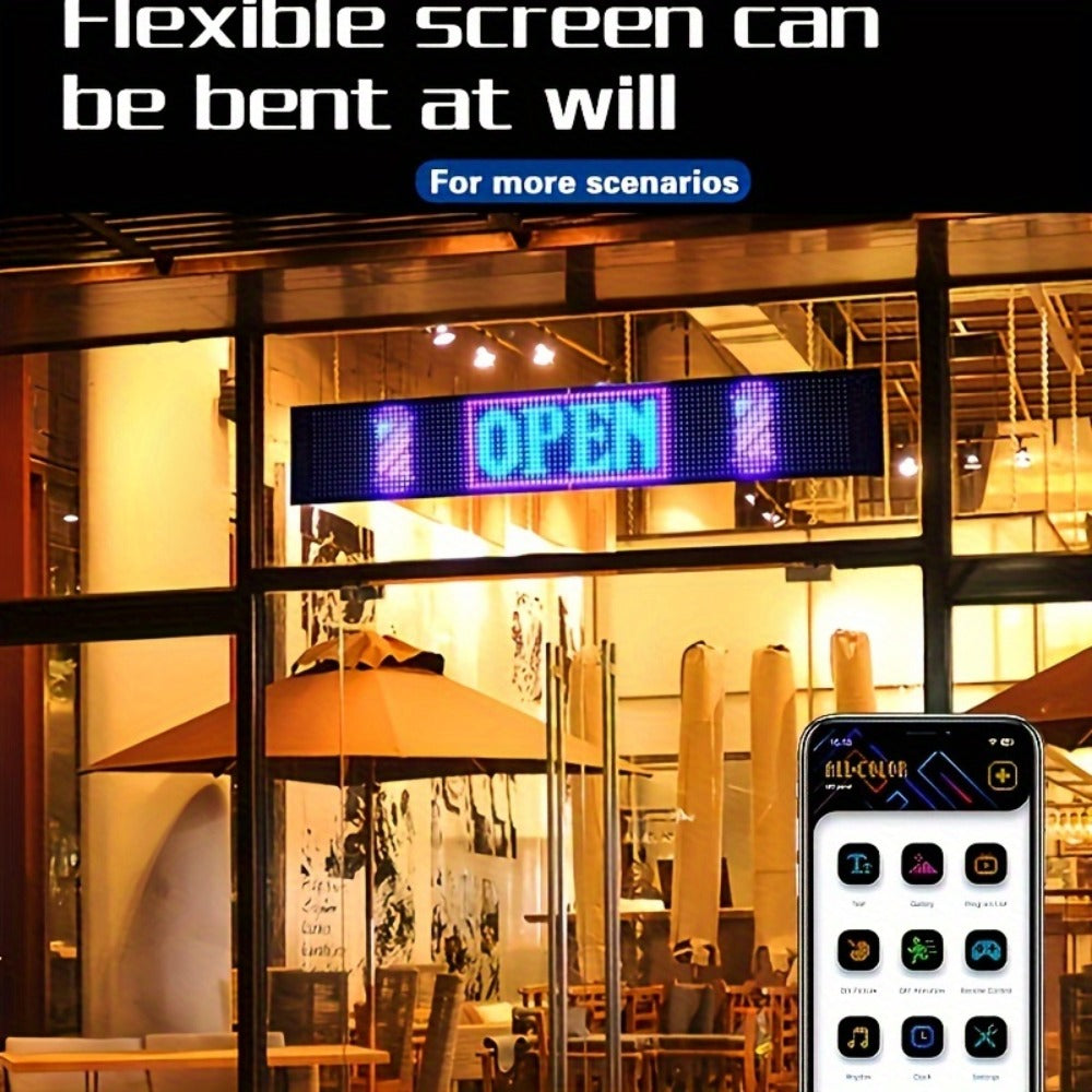 Programmable Flexible LED Matrix Panel Sign, App & Radio Controlled, Dynamic Scrolling Text Pattern & Animation, LED Screen Light for Auto Shop Bar Hotel Concert Party Indoor Decoration
