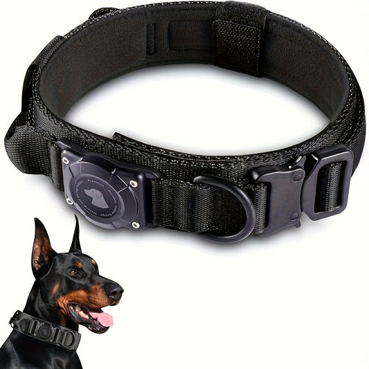 Tactical Dog Collar with AirTag Holder and Control Handle, Adjustable M–XL