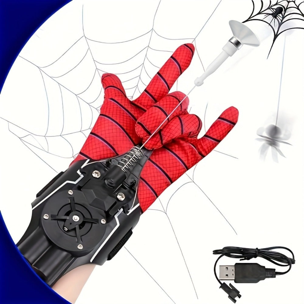 Spider Web Shooter Wrist Toy with Launcher, Suction Cup & Gloves
