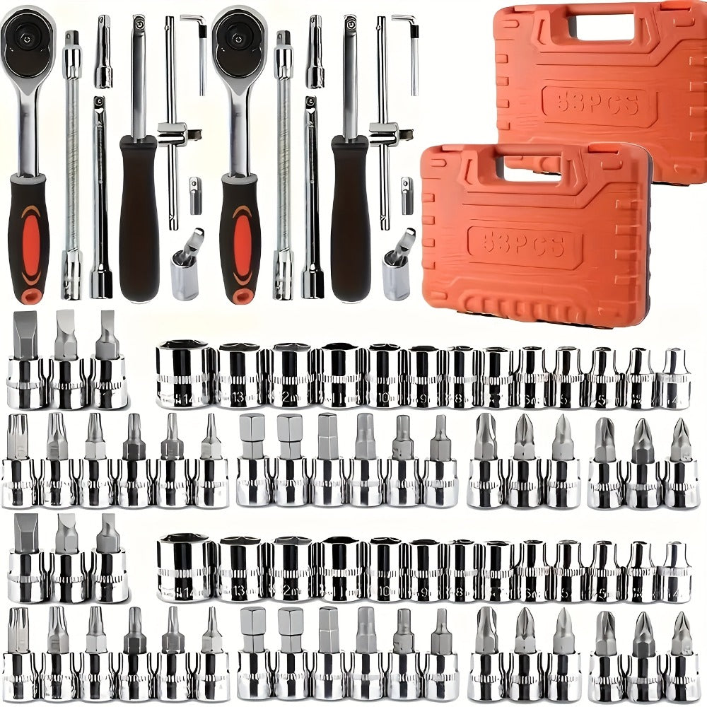 Premium Stainless Steel Repair Tool Kit 55/82/94/121PCS – Complete Automotive & Home Repair Set | Multi-Function Hand Tools | No Charging Required | Easy to Use | Perfect Gift for Men