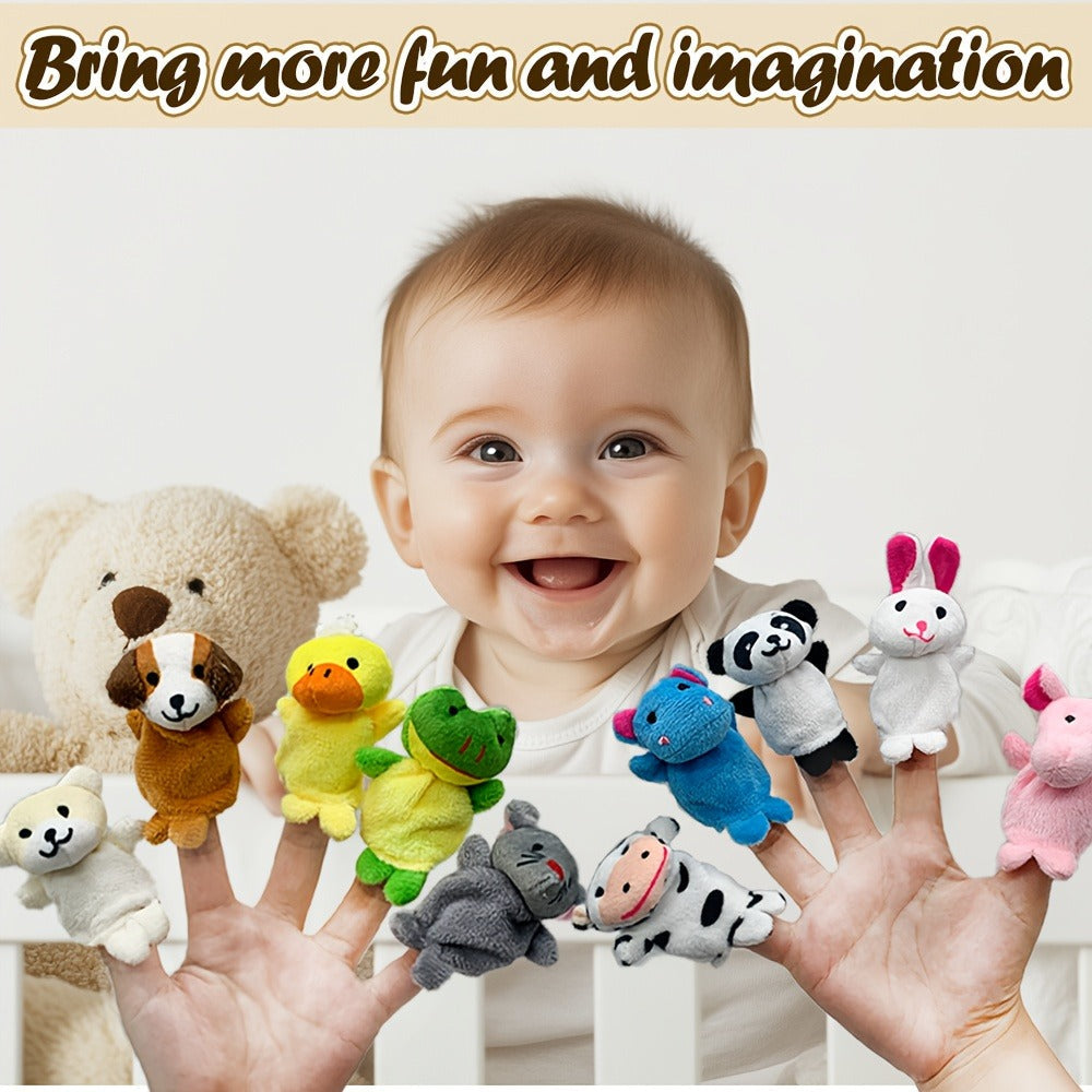 Soft Plush Animal Finger Puppets 20pcs Set with Expressive Eyes Fluffy Ears & Posable Arms, Multi-Color Mini Plush Figures for Kids Puppet Shows Birthday Party Favors Goodie Bags Gift
