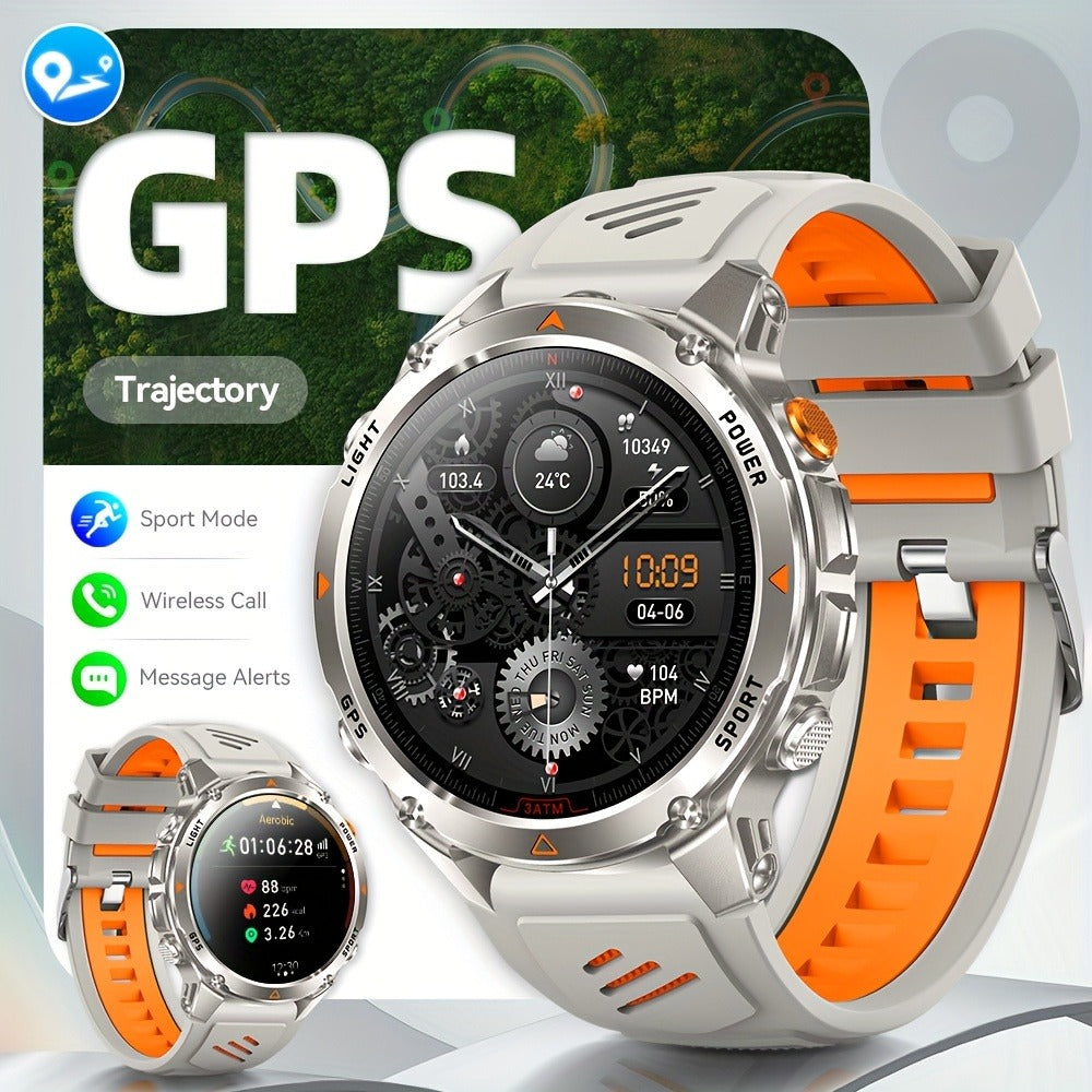 IPX8 Waterproof GPS Smartwatch for Men Outdoor Adventure 3ATM 1.46 Inch IPS Display Multi-Sport Tracking Wireless Calling Message Notifications Compatible with Android iPhone – Black Steel Silver Camouflage